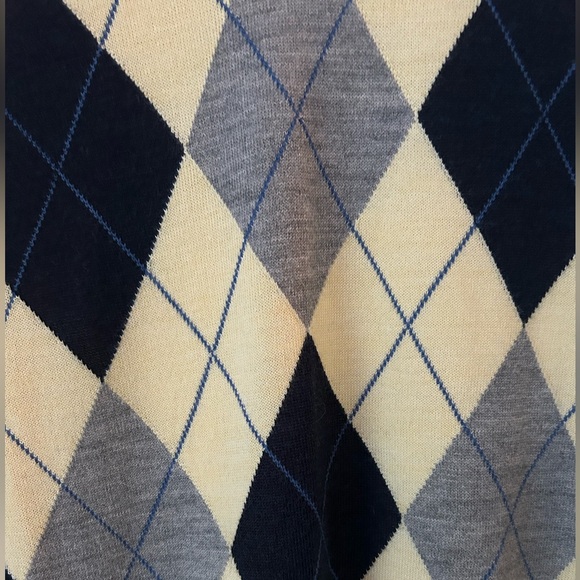 Cheery Argyle Lightweight Merino Wool Blend Sweater (Size XL) - Picture 3 of 8